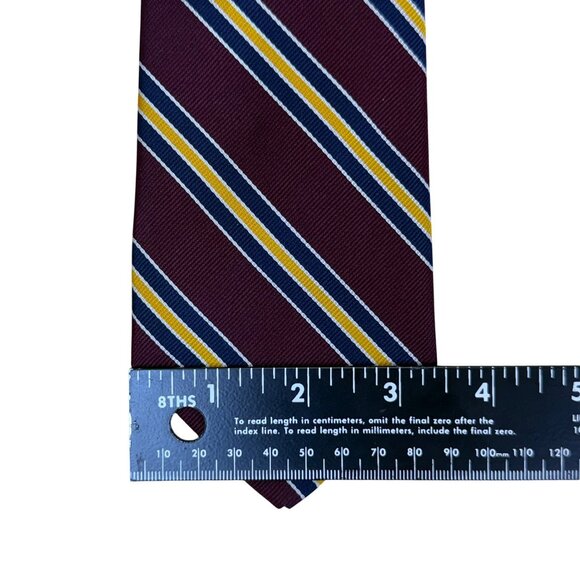 Vintage Brooks Brothers Purple Yellow & Navy All Silk Striped Tie Classic Finish - Picture 7 of 7